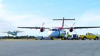 Widerøe Dash-8-300 and DAT ATR-42 at Stord Airport, 2015