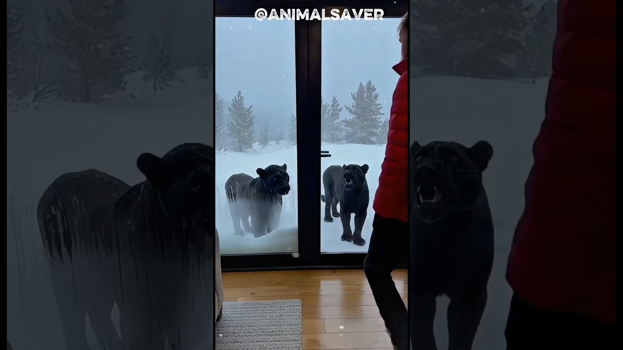 Two black panther At kind man door asking for help 