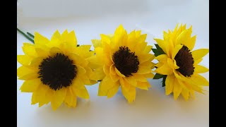 ⚫DIY ПОДСОЛНУХИ из бумаги.SUNFLOWS made of paper. Paper flowers quickly and easily