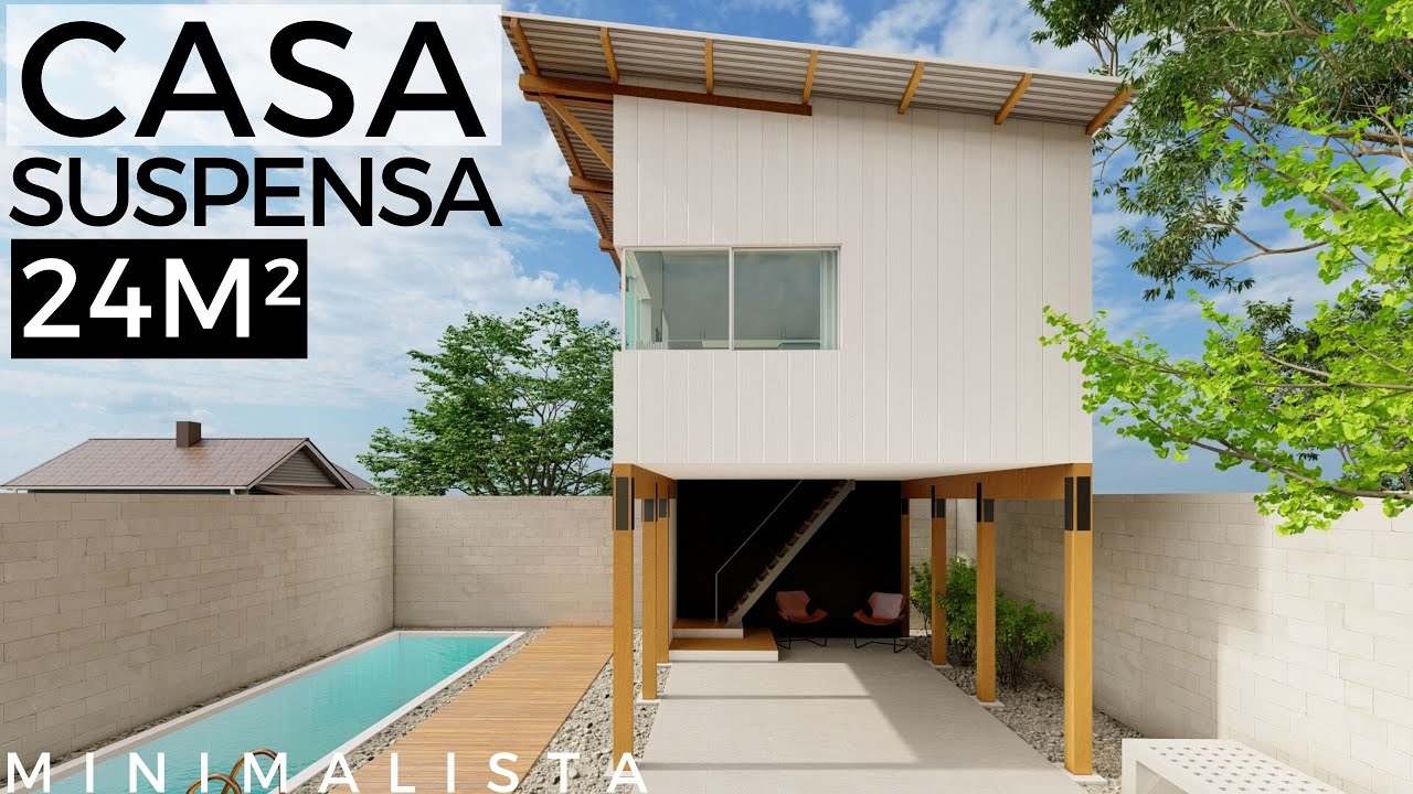 CASA PEQUENA SUSPENSA DE 4X6 METROS MINIMALISTA