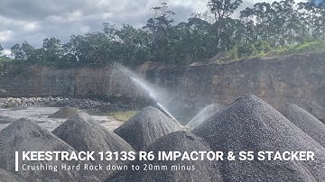 Impactor- Keestrack 1313S R6 Impactor & S5 Stacker crushing hard rock at Quarry down to 20mm minus