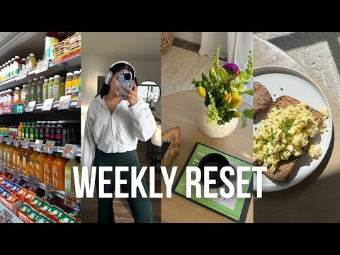 sunday reset: trader joes haul, healthy cooking, clean with me, night skincare routine