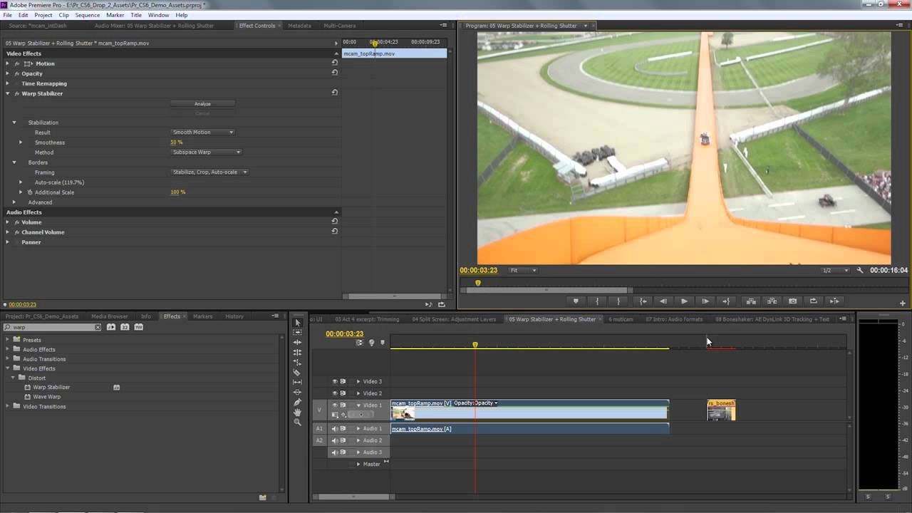 Using Warp Stabilizer in Premiere Pro CS6