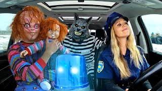 Police SAVES Ducky from Wolf and Chucky Car Ride Chase!