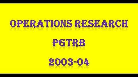 PG TRB/ POLYTECHNIC operations research  pgtrb 2003-04