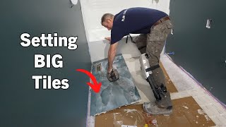 Setting Large Tiles for a Bathroom Floor by Bathroom Remodeling Teacher 1,964 views 1 month ago 12 minutes, 35 seconds