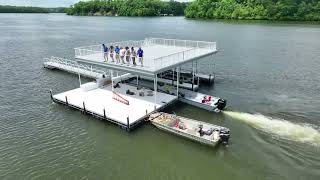 Pushing a new dock on Tims Ford Lake, Lifetime Docks