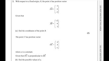 Pure Math P4 May/June 2024 [Q2] Pearson Edexcel IAL WMA 14/01|Vector Geometry, Perpendicular vectors