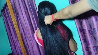 Short Hair Hairstyle Open & Silky Smooth Hair Pulling | Beautiful Woman Hair Pulling For Husband |