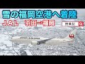 雪の福岡へ着陸（羽田→福岡）ＪＡＬ３０７便