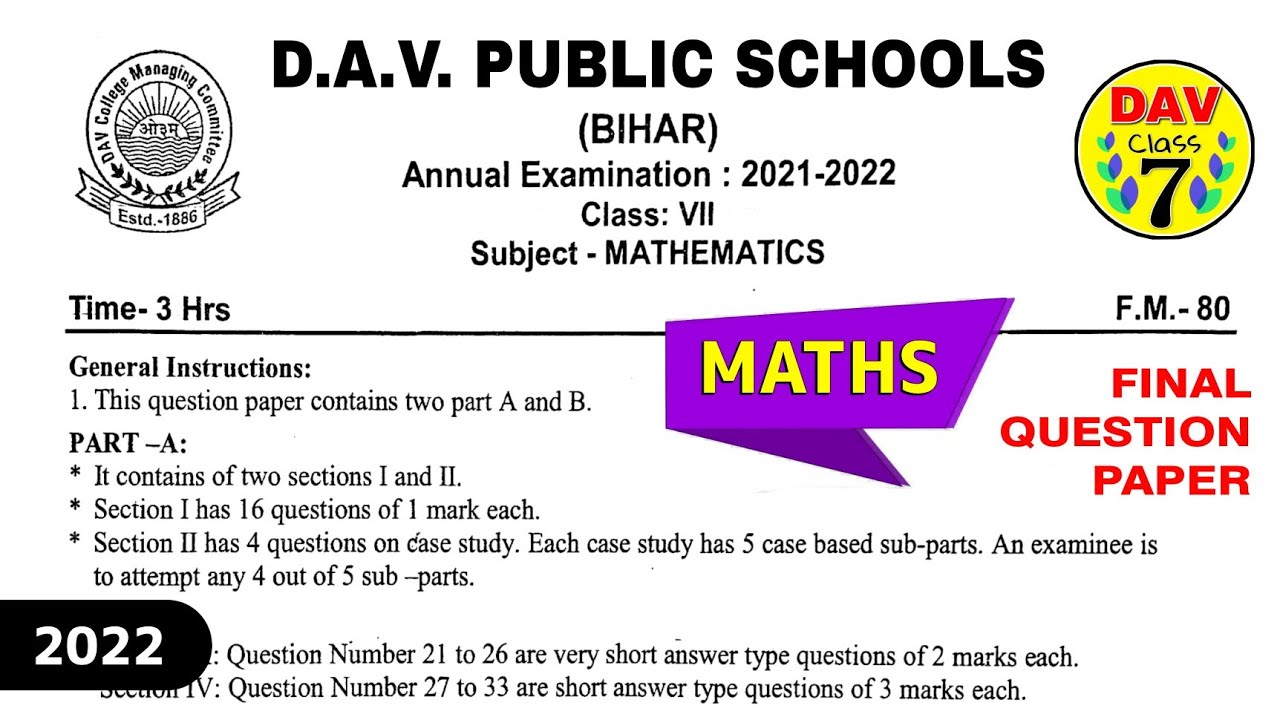 dav assignment class 7 maths