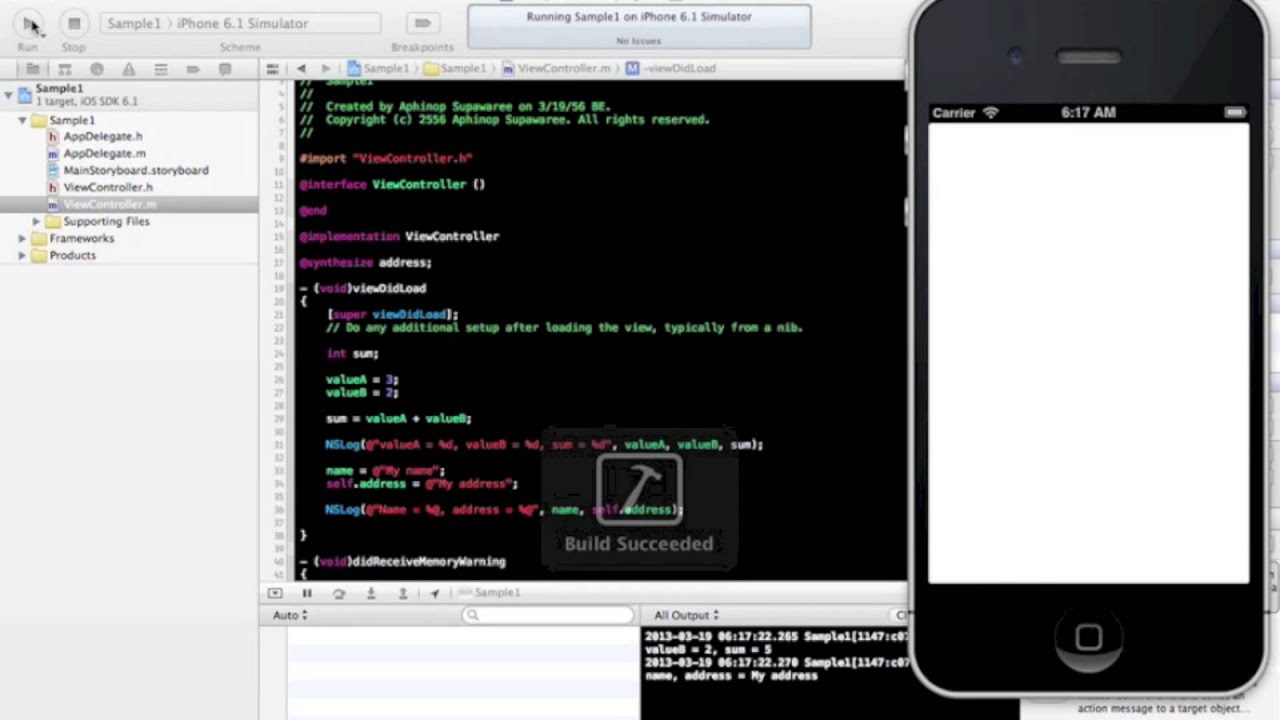 การประกาศตัวแปร และ method ใน Objective c - YouTube