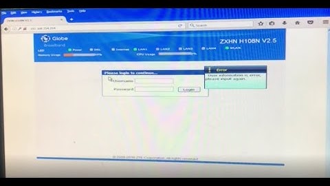 admin password Reset on globe router ZXHN H108N V22.5
