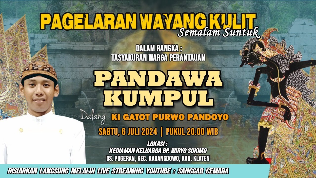 Live Wayang Kulit di Pugeran, Karangdwo. Ki Gatot Purwo Pandoyo - Lakon Pandowo Kumpul.