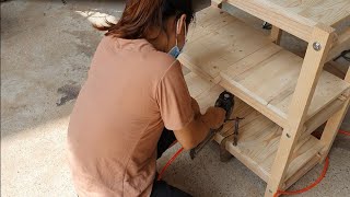 Creative Woodworking Ideas // Build A 3 Tier Foldable Shelf By Female Carpenter