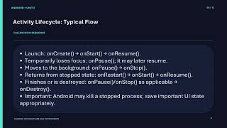 Android Architecture and Components | Unit 2 – Activities, Services & Intents | Android Tutorial