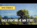 Daily painting tutorial: 45 min study work. Learn oil painting by daily painting.
