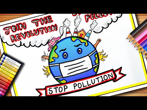 Stop Air Pollution Drawing | Air Pollution Poster | Earth Day | Save Earth Save Environment Poster