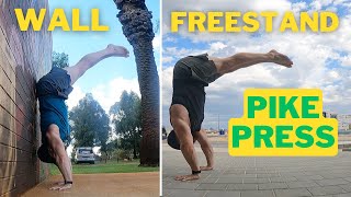 Pike Press to Handstand Tutorial. Learn Wall and Freestanding Drills