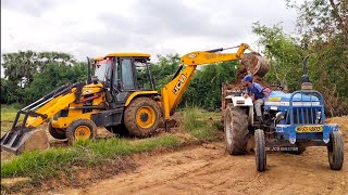 Jcb 3dx Backhoe Loader Machine Loading Mud In Powertrack 434 Ds Plus & Mahindra 475 Di Tractor | Jcb