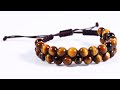 How to make a yellow tiger eye bracelet with cobra knot  easy tutorial  step by step