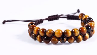 How to make a yellow tiger eye bracelet with Cobra Knot | Easy tutorial | Step by step