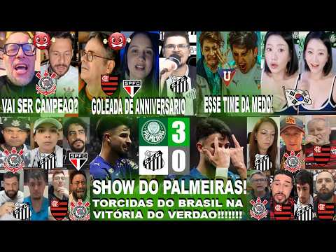 TORCIDAS DO BRASIL AO PALMEIRAS 3X0 SANTOS COM SHOW DO FLACO LÓPEZ NA COPA DO BRASIL