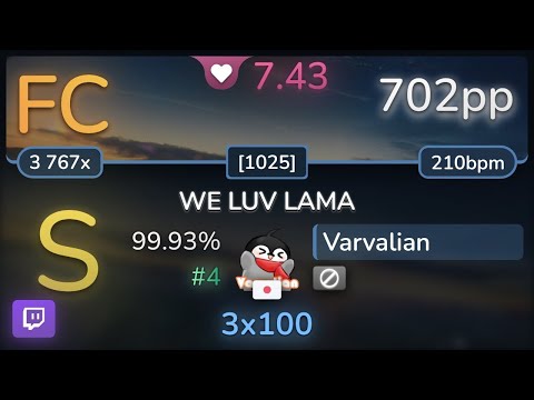 видео: 🔴 [7.4⭐] Varvalian | DJ Sharpnel - WE LUV LAMA [1025] 99.93% (#4 702pp FC) - osu!