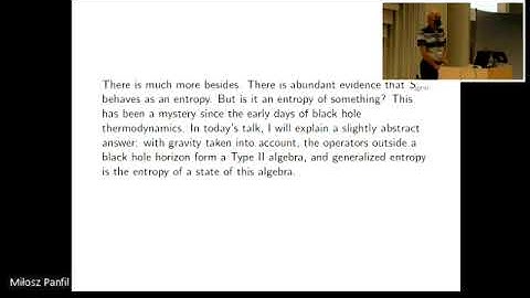 Edward Witten: "Algebras and Entropies For Black Holes"