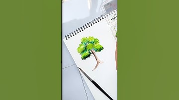 how to paint tree with watercolors/watercolor easy art tutorial #shorts#tree