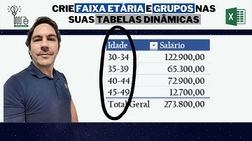 Aprenda a criar Faixa Etária e grupos de valores nas suas Tabelas Dinâmicas - Fácil e Rápido