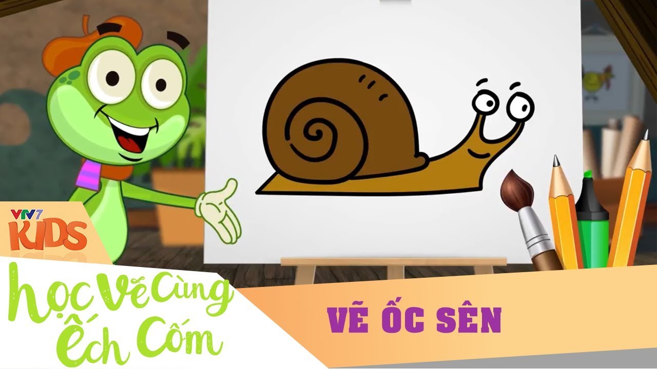 Học vẽ cùng ếch cốm | VTV7 | Học vẽ cùng Ếch Cốm SS2 | Số 6: Vẽ Ốc Sên