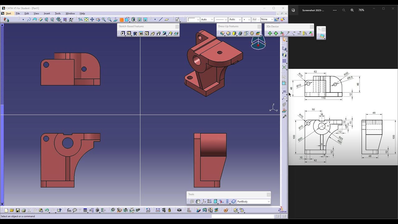 CATIA V5 TUTORIAL EXERCISE 73 - YouTube