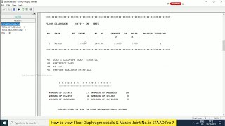 How to view Floor Diaphragm details & Master Joint No. in STAAD Pro ?