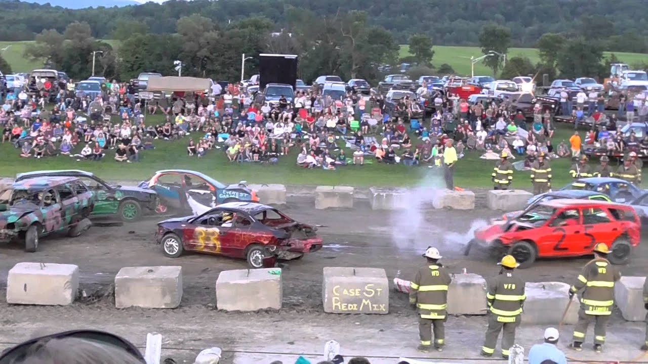 2014 Addison County Field Days Demolition Derby 4 Cylinder Heat 1 YouTube