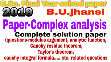BU Jhansi solved paper 2019 (complex analysis) for B. SC. Final Year