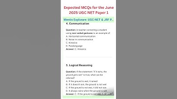 expected MCQs for the June 2025 UGC NET Paper 1 #nationaleligibilitytest