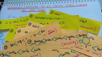 TOP 22 Trends from Inorganic Chemistry S Block, Alkali & Alkali Earth Metals, IA and II A Groups