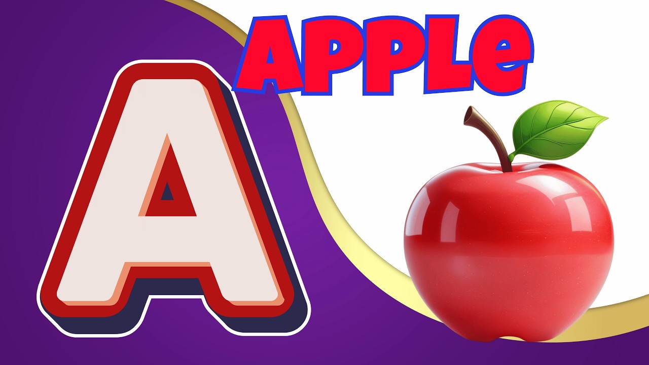 A is for Apple 🍎 ABC Phonics Song | Nonstop ⏰ Nursery Rhymes in English ...