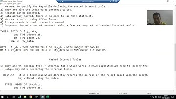 67 - ABAP Programming - Types of Internal Tables - Hashed Internal Table Part1