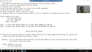 66 - ABAP Programming - Types of Internal Tables - Hashed Internal Table Part1