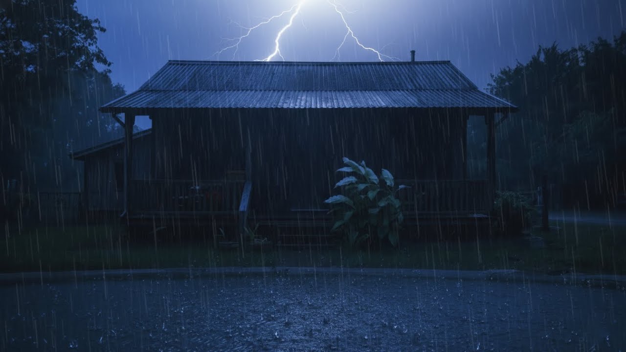 Cozy Cabin in the Woods — Heavy Rain & Thunder Night Ambience - YouTube