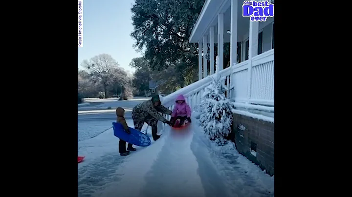 Dad uses snowmaking machine to make epic sledding ...