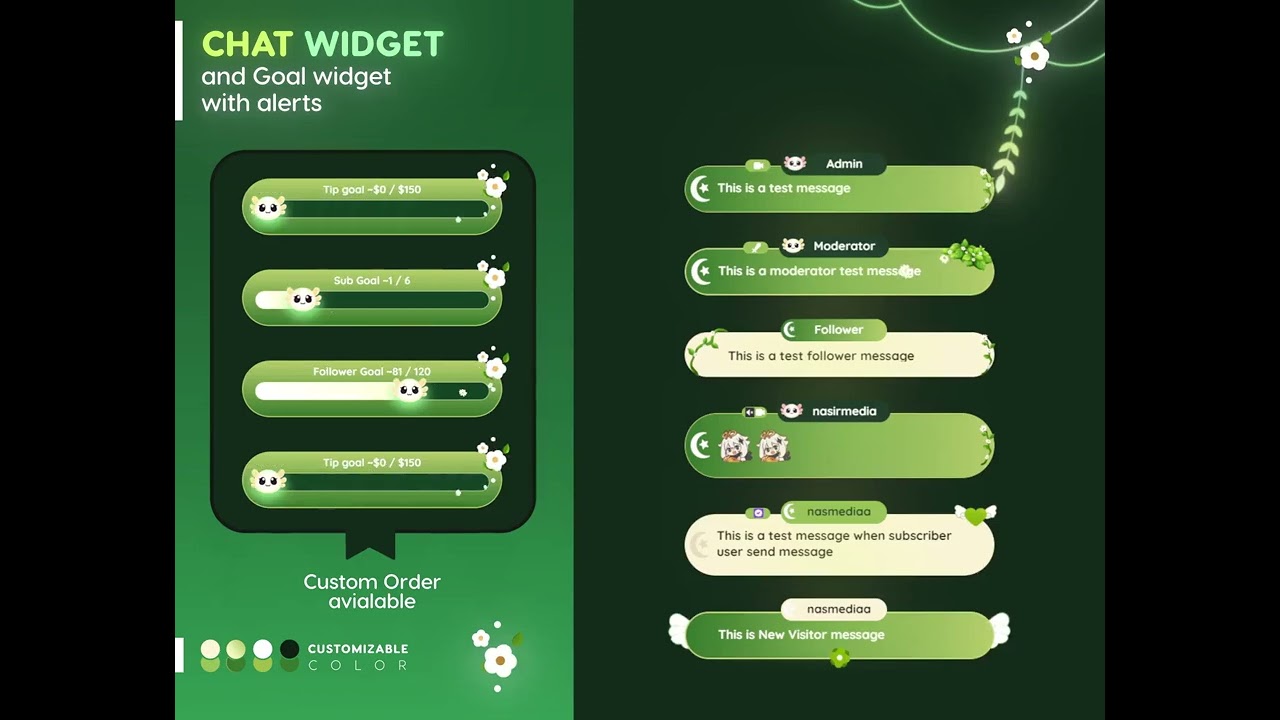 Green nature chat plant chat widget goal widdet event widget Cute nature