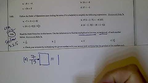 CPM CC2 Section 3.2.5 #3-84 (Multiplicative Inverse and Reciprocal)