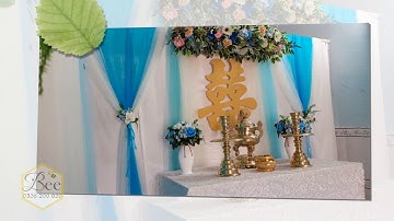 Trang trí tiệc cưới tông xanh biển tươi mát - Trang trí tiệc cưới Bee Hạnh Phúc