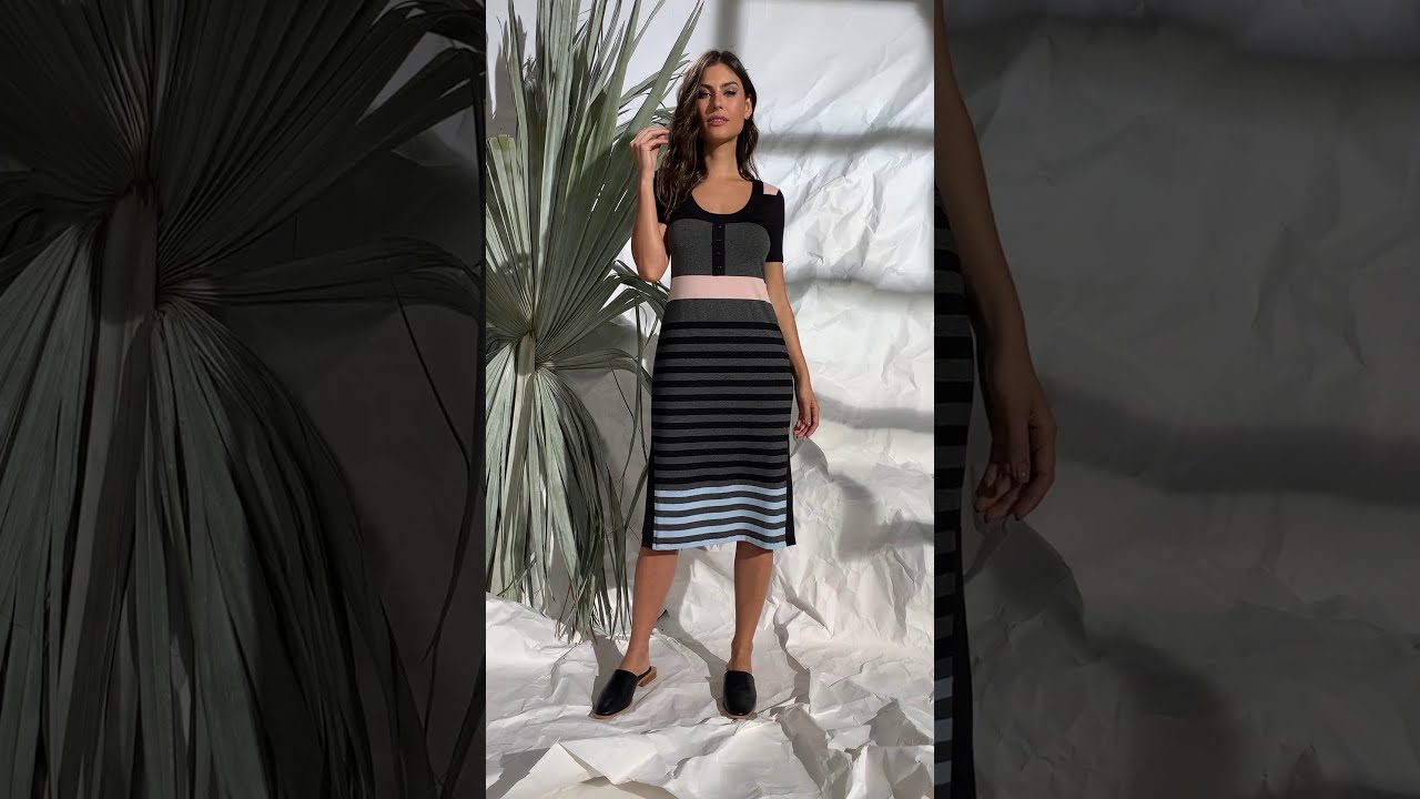 Vestido Viscose Fio Tinto Gatos e Atos