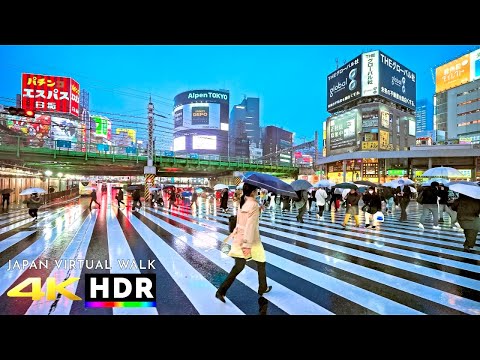 Tokyo Shinjuku Rainy Evening Walk, Japan • 4K HDR