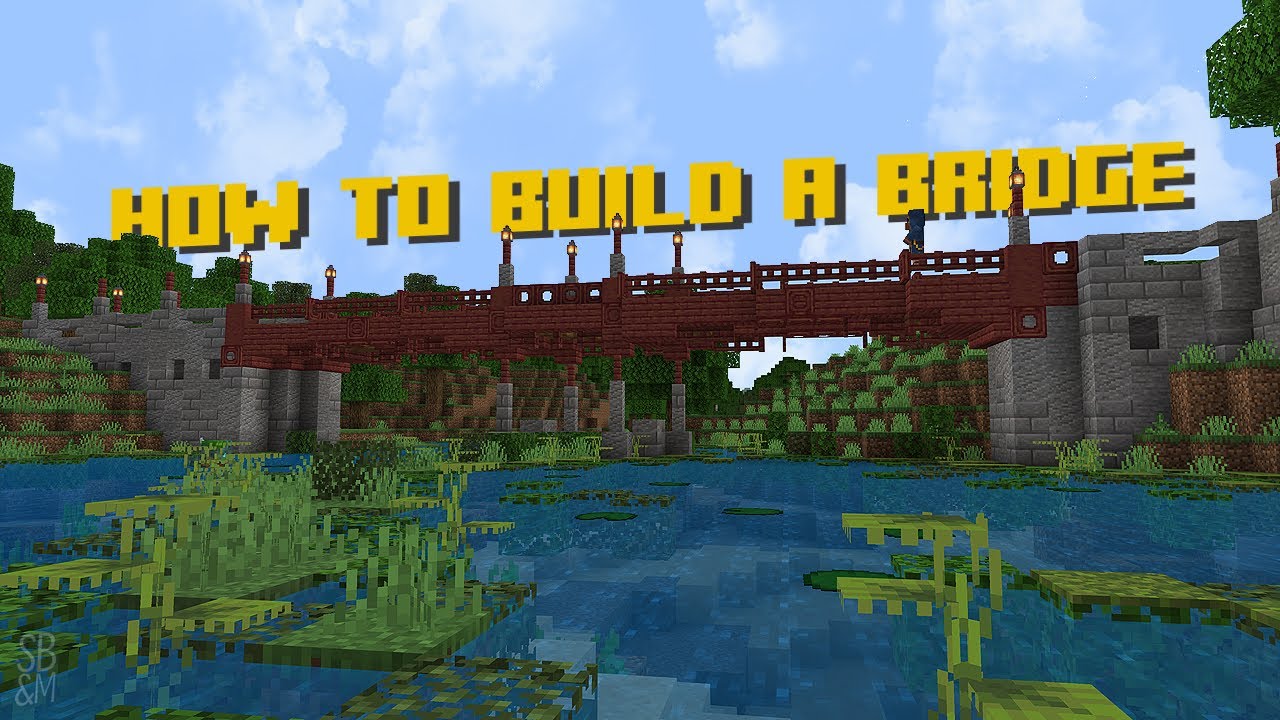 Building a city bridge in Survival Minecraft