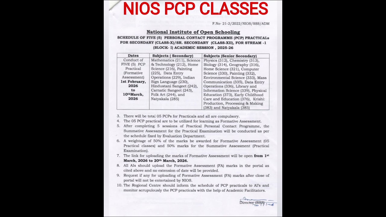 NIOS PCP CLASSES BEGIN! 